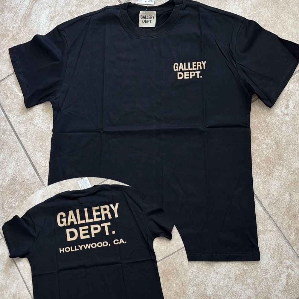 Gallery Dept Black and Gold Short Sleeve Tee